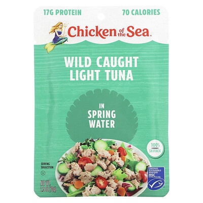 Chicken of the Sea, Wild Caught Light Tuna in Spring Water, 2.5 Oz (70 G)