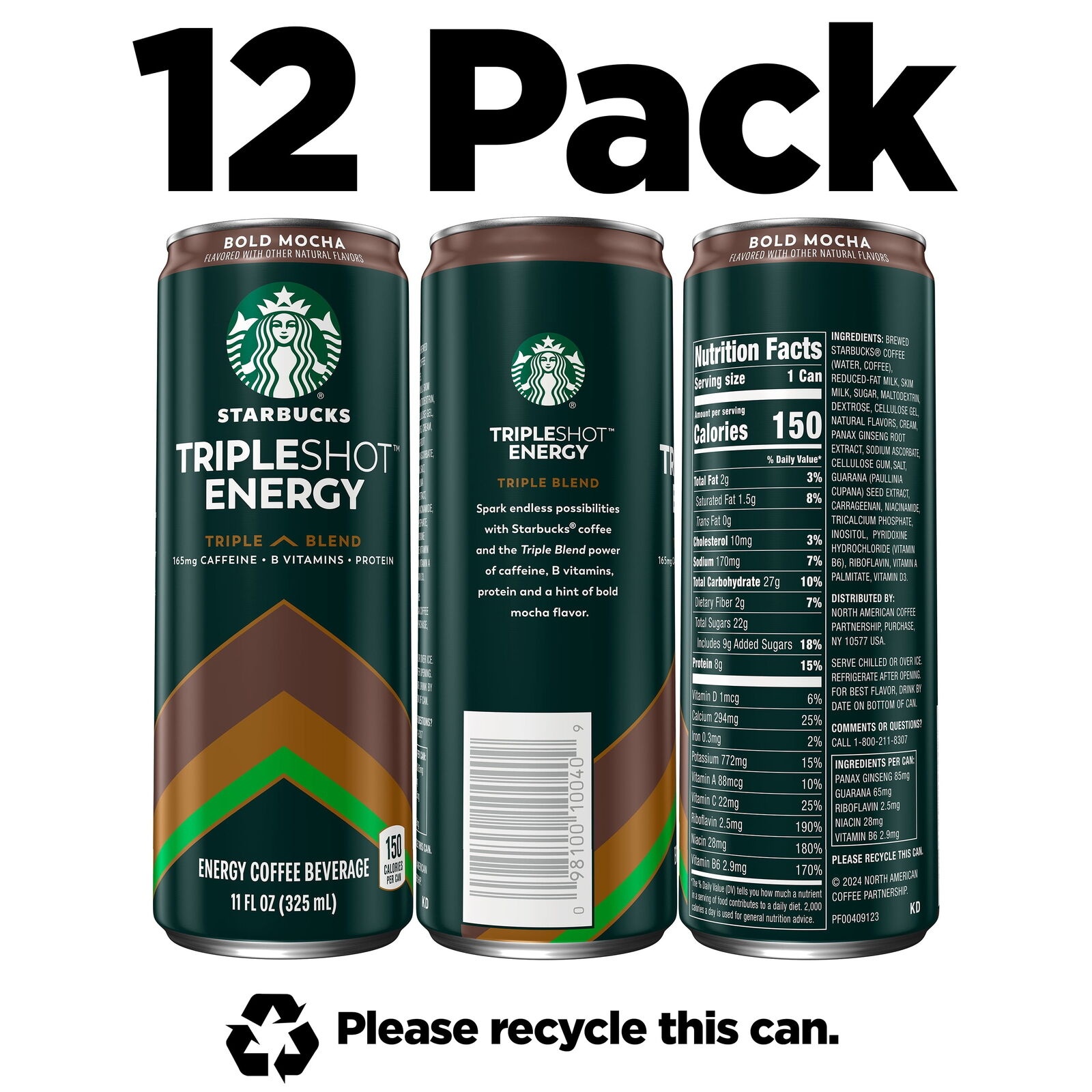Starbucks Tripleshot Coffee Energy Drink Mocha Flavor 11 Fl Oz Cans (12 Pack) thumbnail