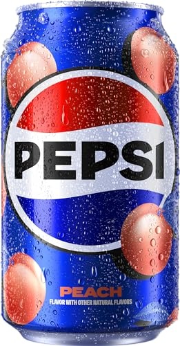 Pepsi Cola Soda Pop, Peach, Limited Edition, 12 Fl Oz Cans (12 Pack) thumbnail