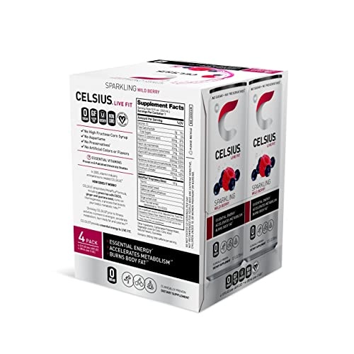 CELSIUS Essential Energy Drink 12 Fl Oz, Sparkling Wild Berry (Pack of 24) thumbnail