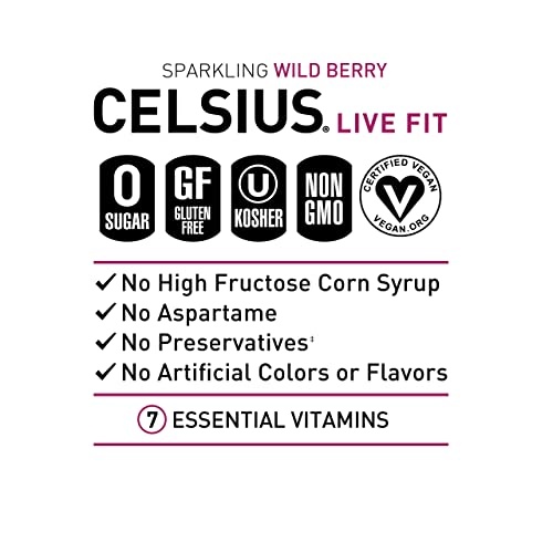 CELSIUS Essential Energy Drink 12 Fl Oz, Sparkling Wild Berry (Pack of 24) thumbnail