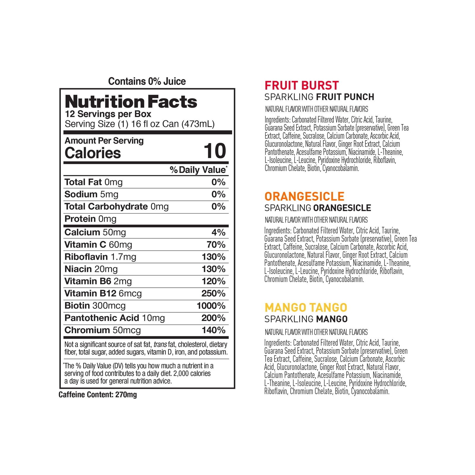 Sparkling Sunset Variety Pack, Performance Energy Drink 16 Fl Oz (Pack of 12) thumbnail