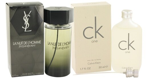 Gift Set La Nuit De L'Homme by Yves Saint Laurent Edt Spray 6.8 Oz and Ck One Edt Pour/Spray Unisex 1.7 Oz - All