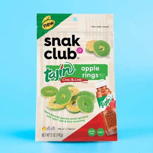 Snak Club Tajin Watermelon Rings, Chili & Lime Sweet Spicy Gummy Snacks, Mild in Heat Bold in Flavor, Gluten-Free Snack, 11oz Resealable Bag (Pack of thumbnail