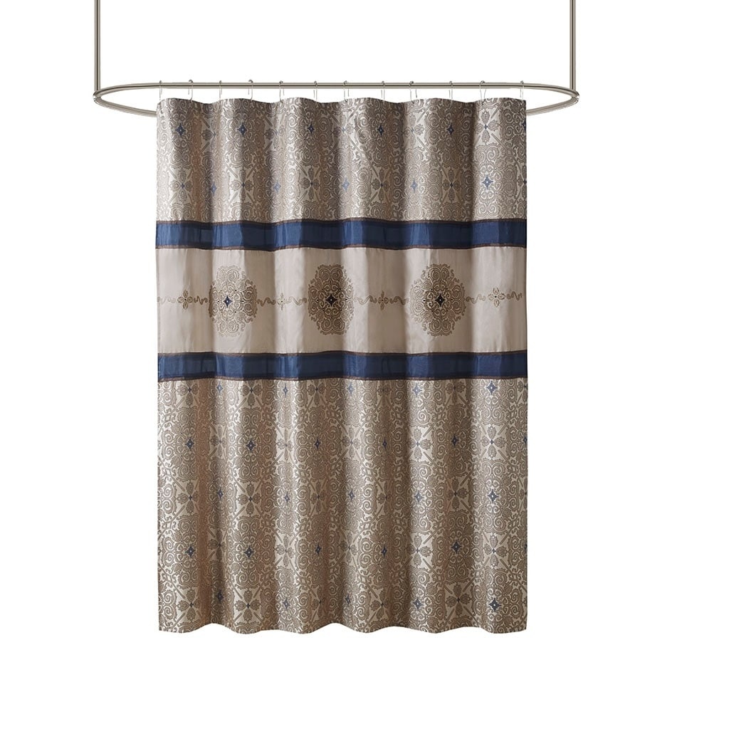 Gracie Mills Kurtis Medallion Jacquard Embroidered Shower Curtain - GRACE-7786
