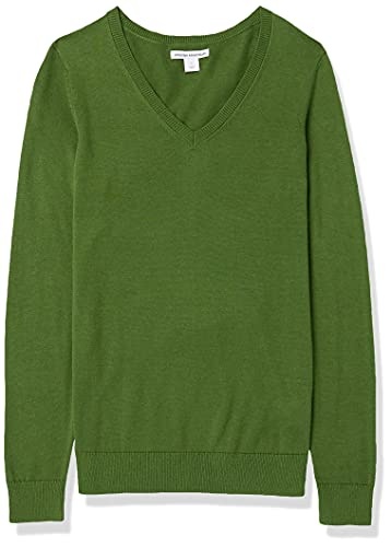 Amazon Essentials Women's Classic-Fit Lightweight Long-Sleeve V-Neck Sweater (Available in Plus Size), Green, Large thumbnail