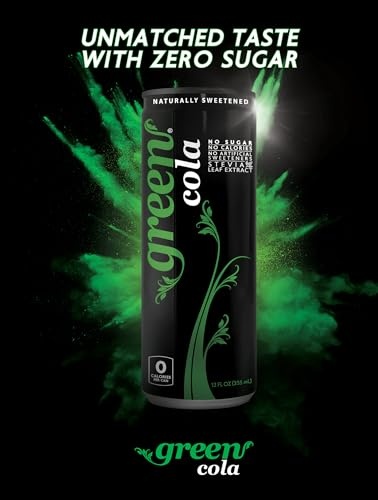 Green Cola - Sugar Free, Zero Calories, Naturally Sweetened with 100% Stevia Leaf Extract, Carbonated Soda, 100% Cola Taste, 12 Fl Oz Each Can - Pack thumbnail