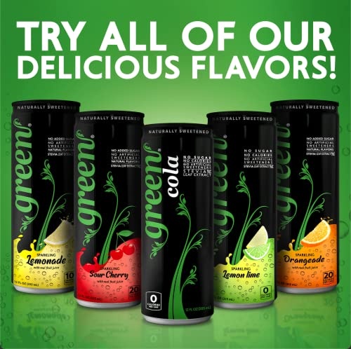 Green Cola - Sugar Free, Zero Calories, Naturally Sweetened with 100% Stevia Leaf Extract, Carbonated Soda, 100% Cola Taste, 12 Fl Oz Each Can - Pack thumbnail