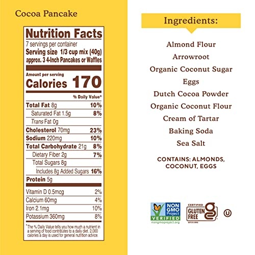 Simple Mills Cocoa Pancake and Waffle Mix, Just Add Water, Gluten Free, Paleo Friendly, Breakfast, 10 Oz (3 Pack) thumbnail
