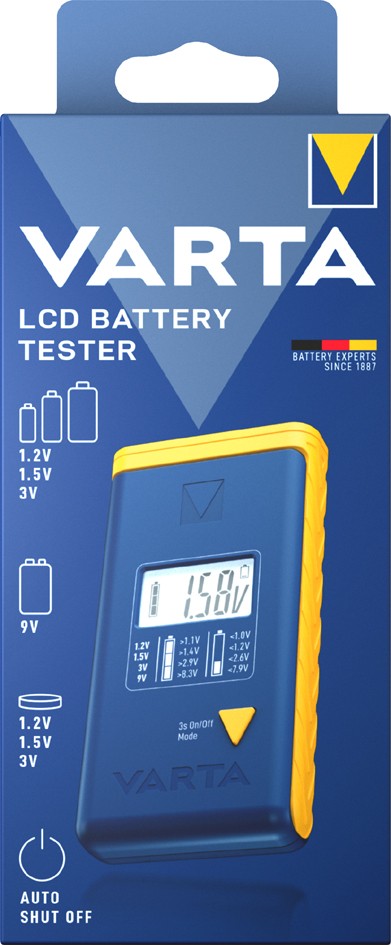 Varta 00893 101 111 Battery Tester LCD Reading 1.2V-9V Rechargeable