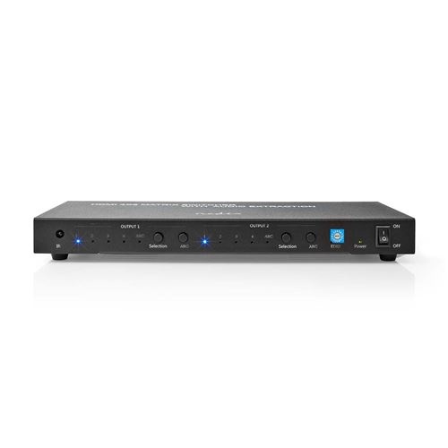 Nedis HDMI™ Matrix Switch | 4 X 2 Port(s) | 4x HDMI™ Input | 2x 3.5 Mm / 2x HDMI™ Output / 2x TosLink | 4K@60Hz | 18 Gbps | Remote Controlled | 