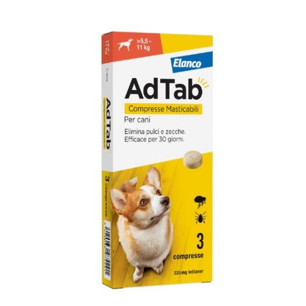 AdTab Elanco Compresse Masticabili Antiparassitario Orale per Cani - Cani >5,5 - 11 Kg