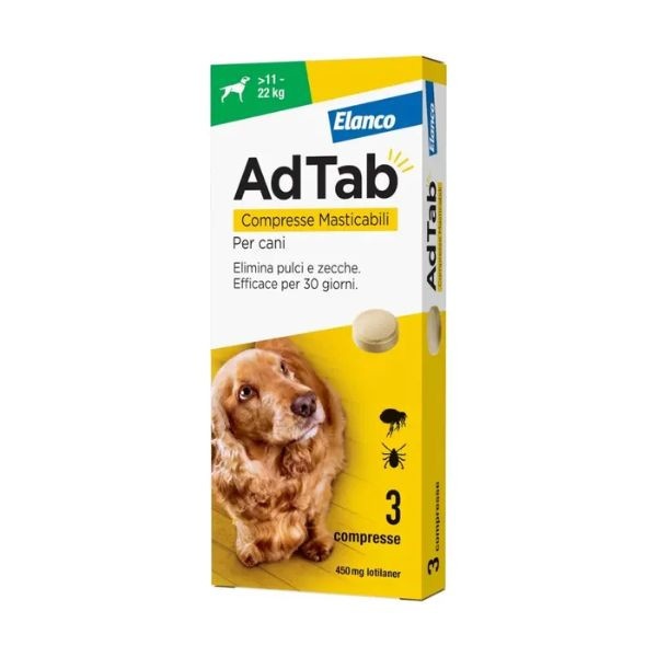 AdTab Elanco Compresse Masticabili Antiparassitario Orale per Cani - Cani >11 - 22 Kg