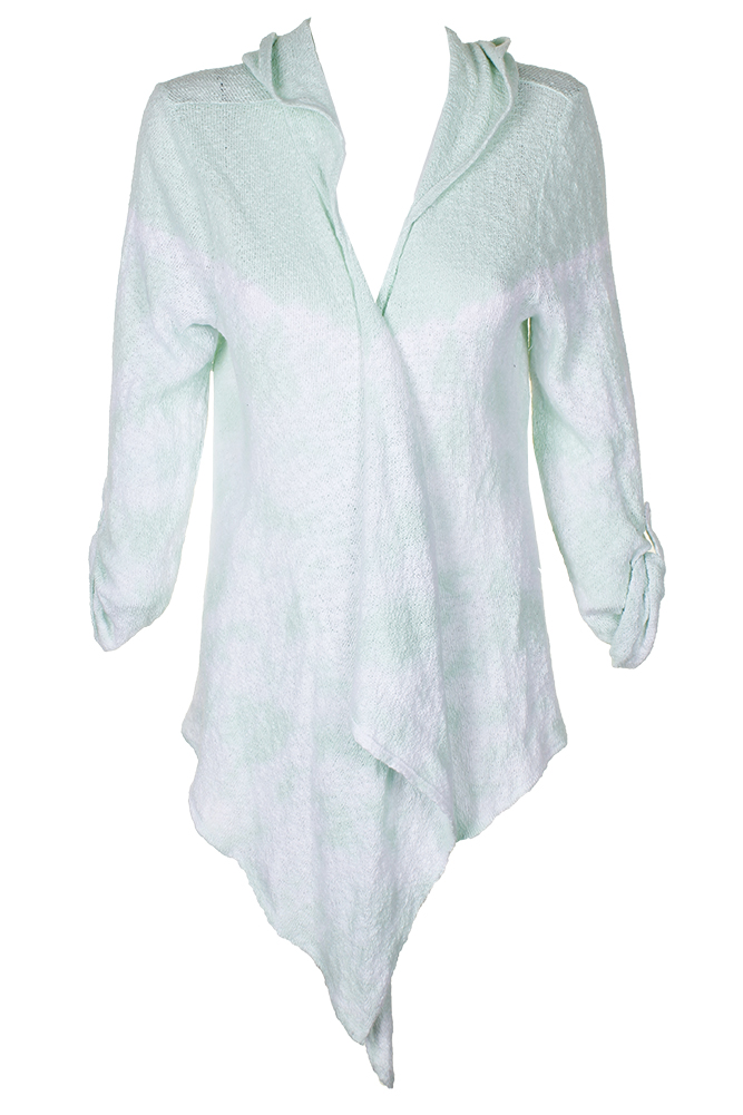 American Rag Juniors Mint Green White Tab Sleeve Light Weight Hooded Cardigan XL