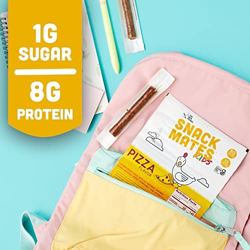 The New Primal Snack Mates Pizza Chicken Sticks, Gluten Free Healthy Snacks for Kids, Low Sugar High Protein Kids Snack for School, Mini Paleo Jerky M thumbnail