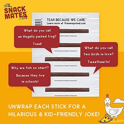 The New Primal Snack Mates Pizza Chicken Sticks, Gluten Free Healthy Snacks for Kids, Low Sugar High Protein Kids Snack for School, Mini Paleo Jerky M thumbnail