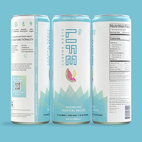 Equo Life Clean Energy Drink with Siberian Ginseng, 12 Fl Oz, Pack of 12, Tropical Breeze thumbnail