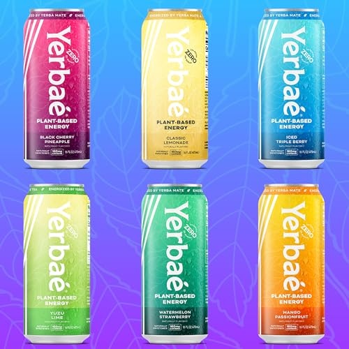 YERBAE Assorted Flavors Official Variety Pack, Plant-Based Energy Drinks, Zero Sugar, Zero Calories, Zero Carbs - Energized by Yerba Mate 16 Fl Oz (Pa