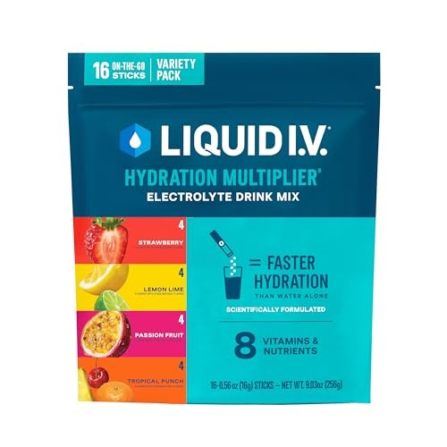 Liquid I.V.® Hydration Multiplier® Best Sellers - Lemon Lime, Passion Fruit, Strawberry, Tropical Punch - Hydration Powder Packets, Electrolyte Powd