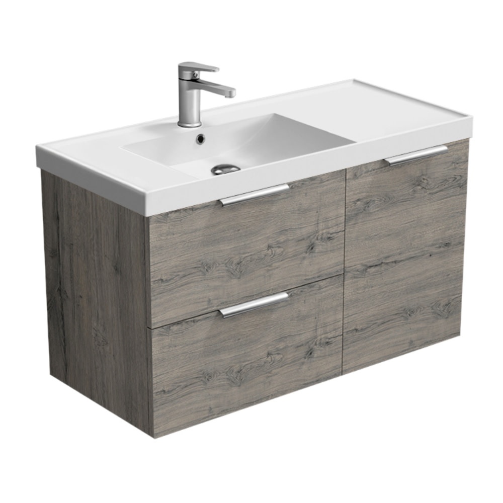 Nameeks Lisbon-3619-W Lisbon 36  Wall Mounted Single Basin Vanity Set - Grey Oak / Chrome