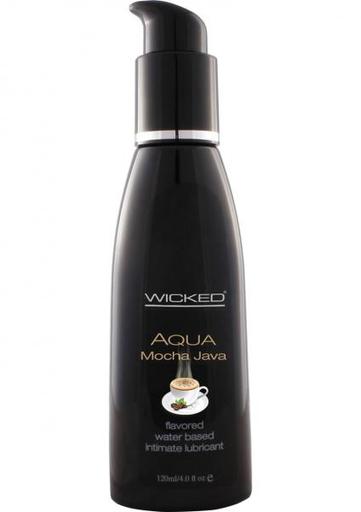 Wicked Aqua Flavored Water Based Lubricant Mocha Java 4 Ounce-(Package of 3)
