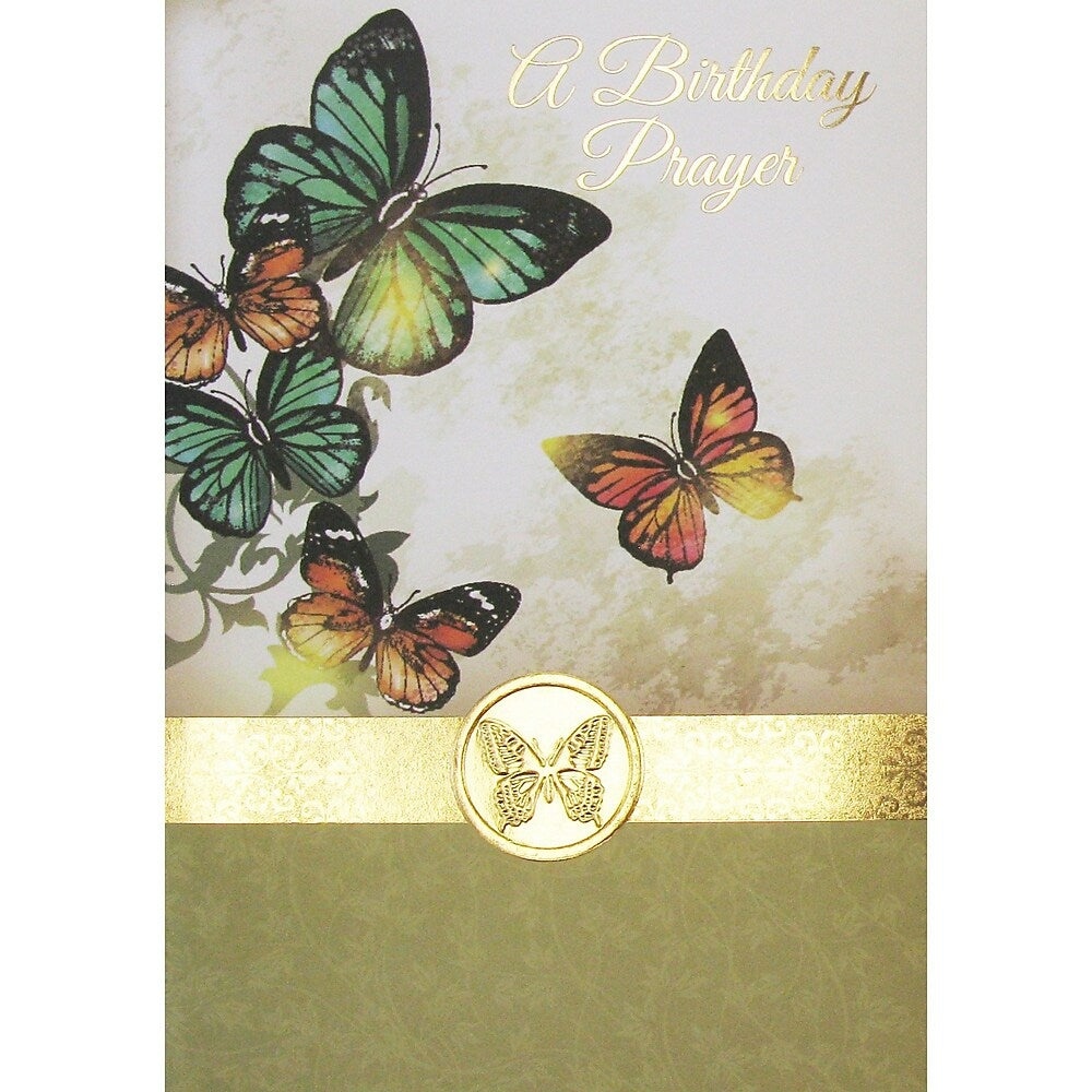 Rosedale Greeting Card, a Birthday Prayer, Butterfly, 6 Pack
