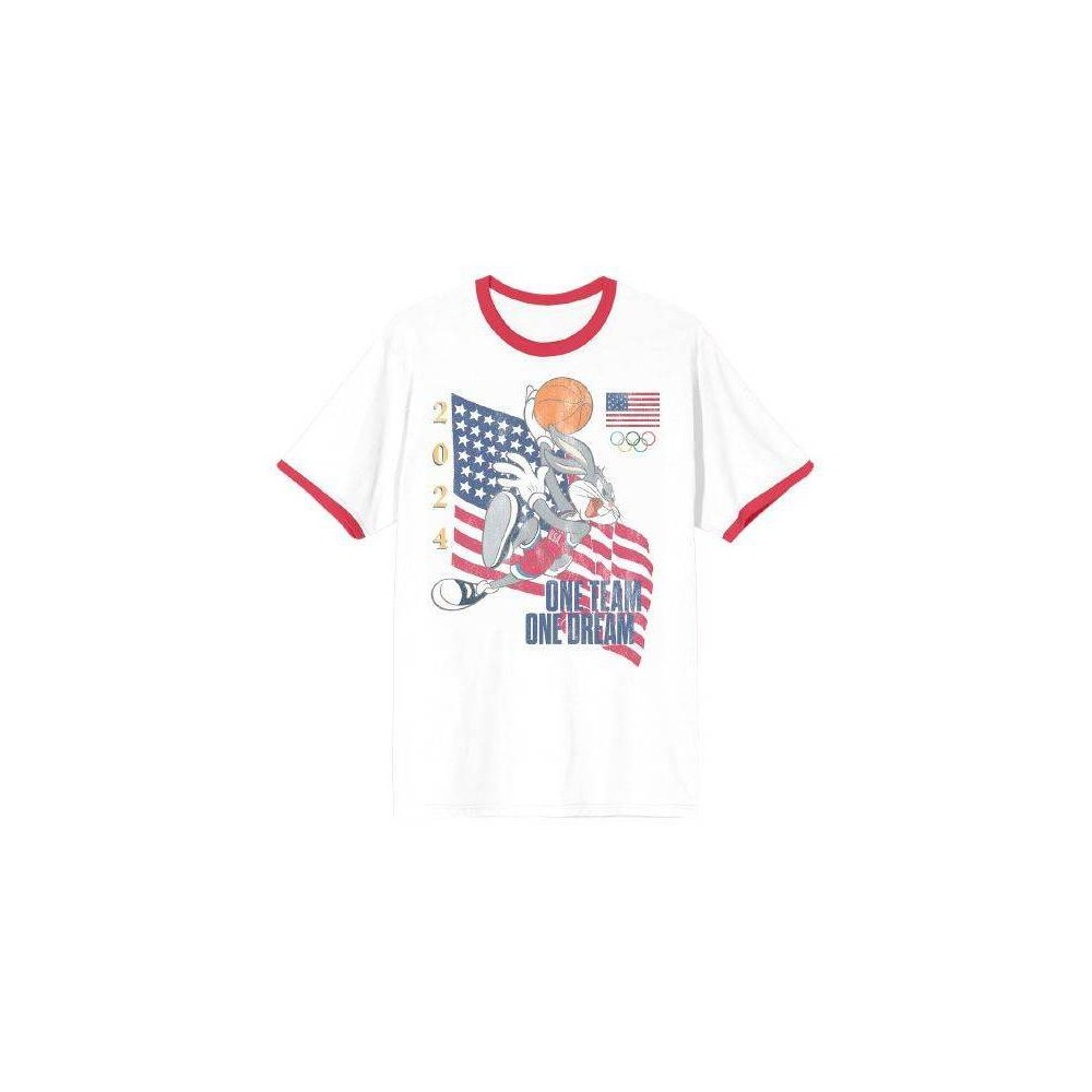 Men's Looney Tunes Team USA Short Sleeve Graphic T-Shirt - White L