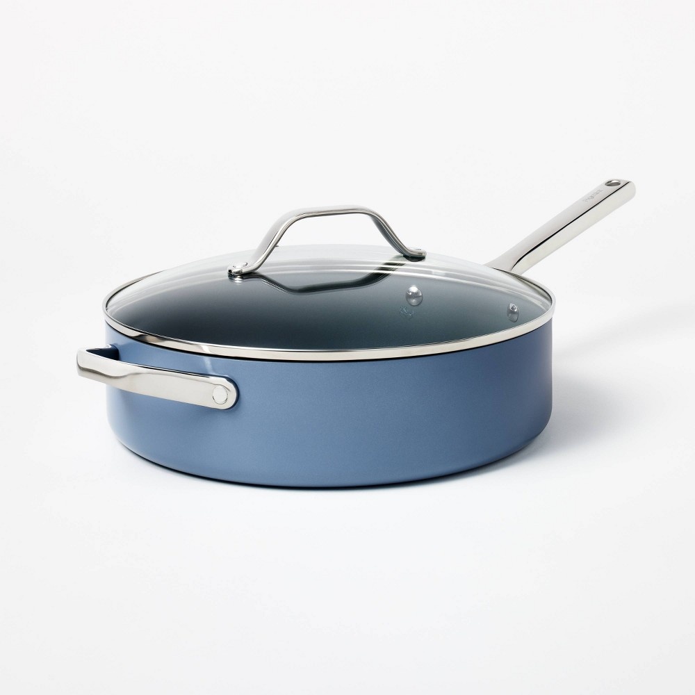5qt Nonstick Ceramic Coated Aluminum Saute Pan Blue - Figmint MISSING LID