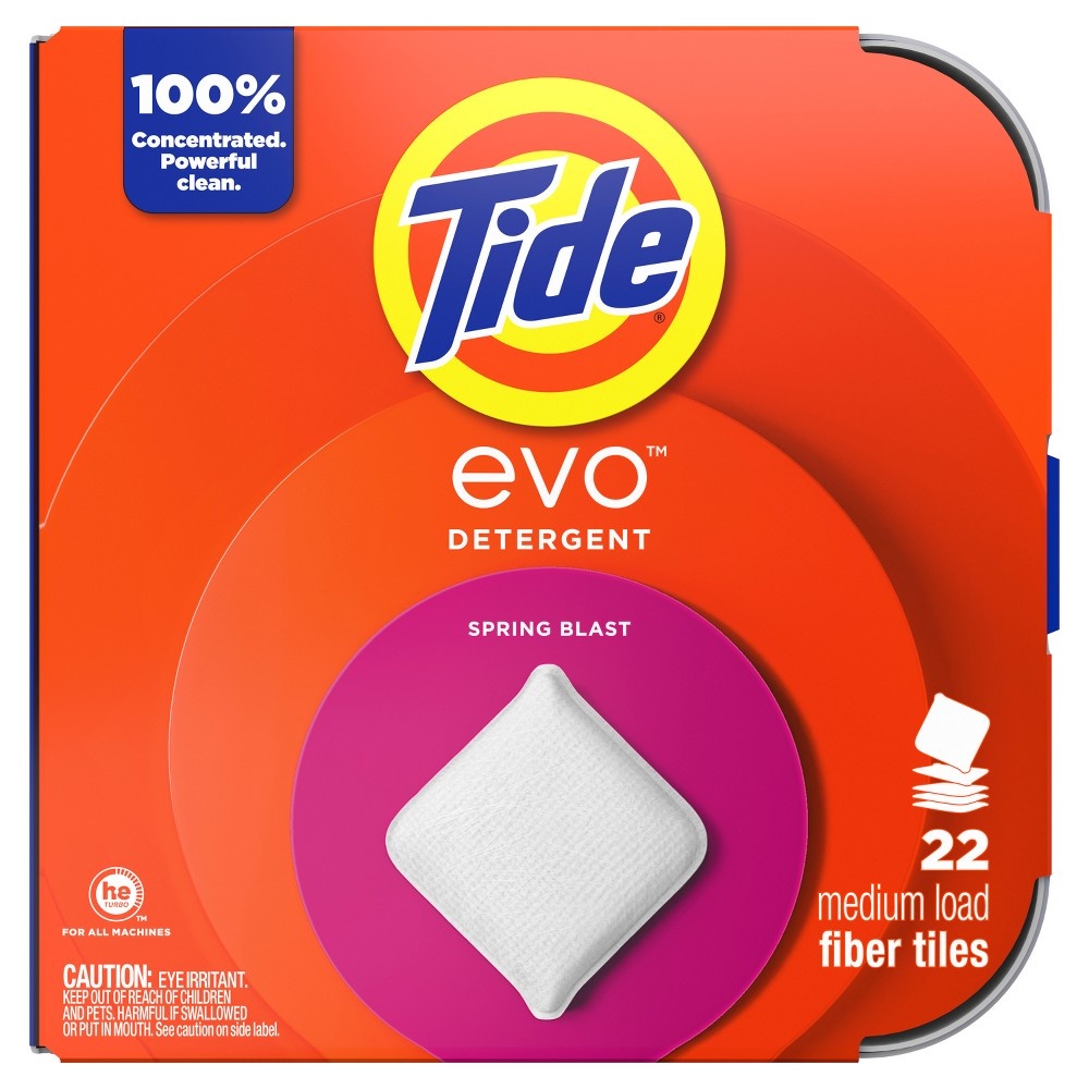 Tide Evo Fiber Tile Laundry Detergent, Spring Blast Scent, 22 Ct | CVS