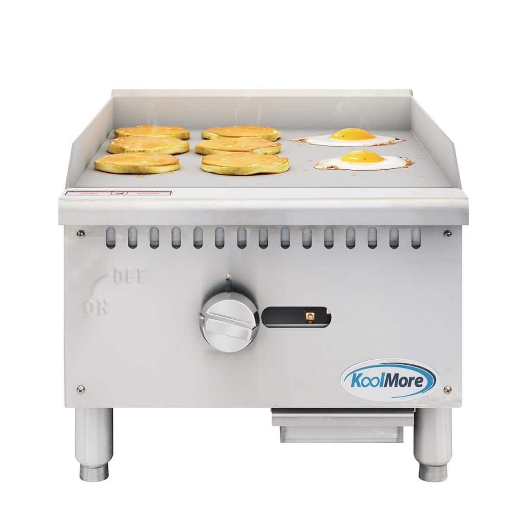 18 in. Natural Gas 1-Burner Griddle with 30 000 BTU in Stainless-Steel (KM-GG1-18M)