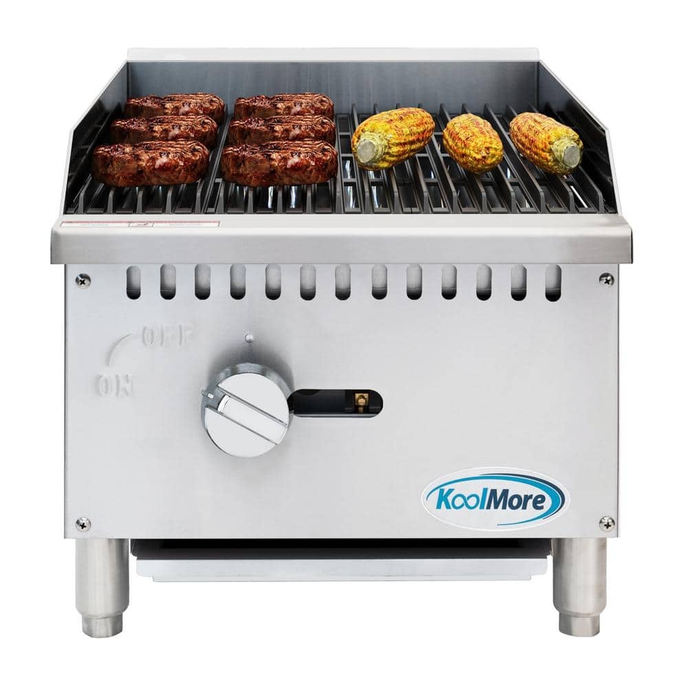 16 in. Commercial 1-Burner Natural Gas Charbroiler with 30 000 BTU in Stainless-Steel (KM-GCB1-18M)