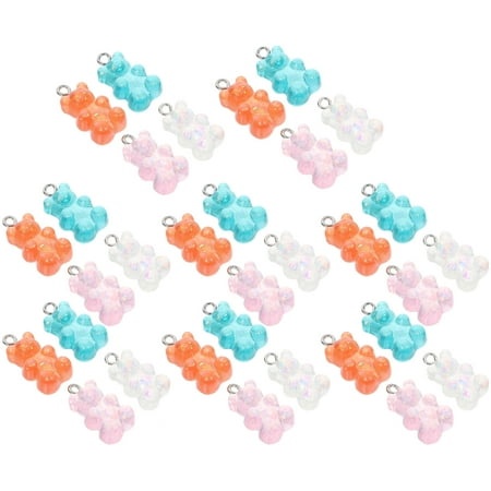 40 Pcs Gummy Bear Nail Charms Key Ring Bracelet Earring Pendant Dangle Sequins Resin Plastic