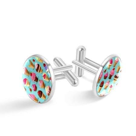 Ice Cream Premium Stainless Steel Cufflink Sets for Men - Ideal for Dress Shirts and Formal Events
