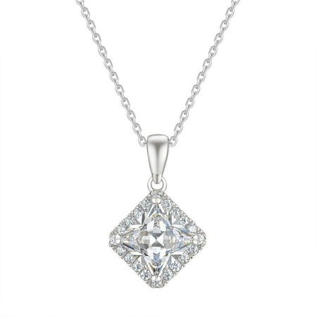 Newshe Jewellery Princess Cut Adjustable Necklace Womens Pendant Bridal Wedding Jewelry Sets Cz