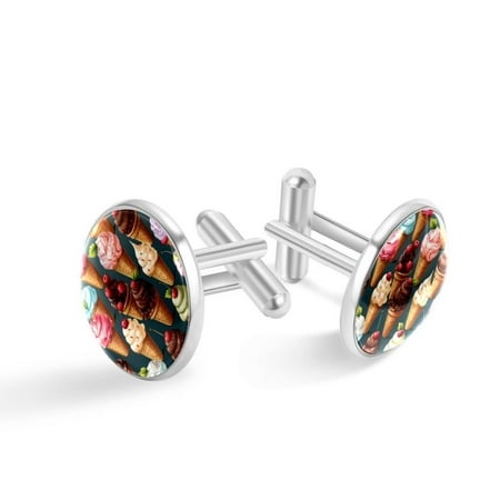 Ice Cream Premium Stainless Steel Cufflink Sets for Men - Ideal for Dress Shirts and Formal Events