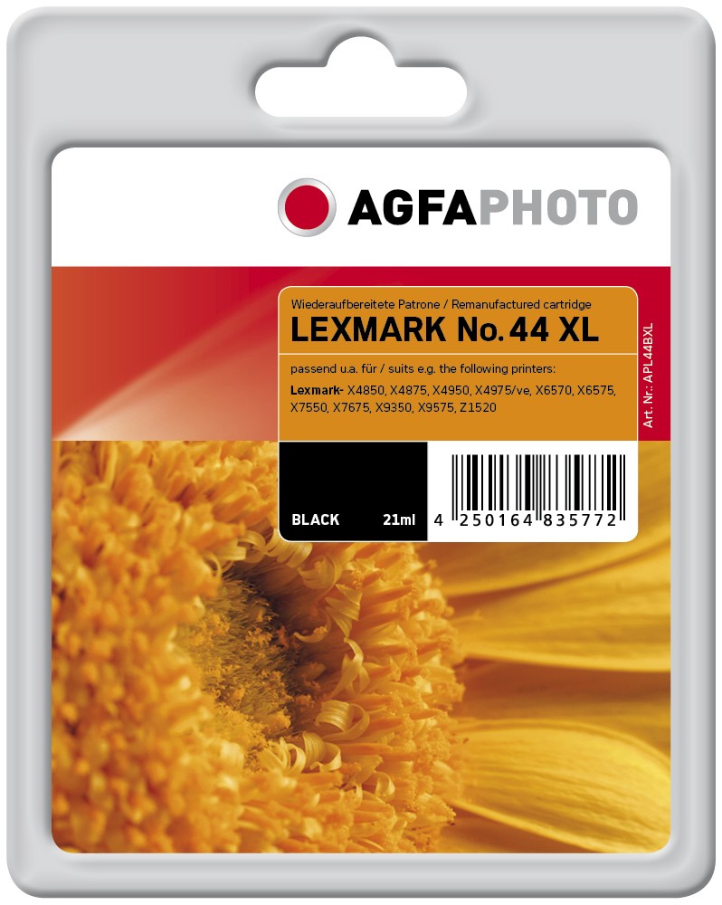 AgfaPhoto - Schwarz - Wiederaufbereitet - Tintenpatrone (entspricht: Lexmark 44XL) - Für Lexmark X4850, 4875, 4950, 4975, 4975ve, 6570, 6575, 7550, 7