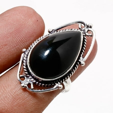 Black Onyx Gemstone Handmade Engagement Gift Adjustable Ring Jewelry SA 6678
