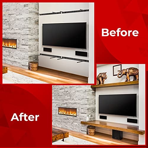 Hungsmart- 4 X 22 Inch Heavy Duty Floating Shelf Bracket - Long Wall Shelves Support  Hidden Floating Shelf Hardware  Black Shelf Brackets  Perfect Fo