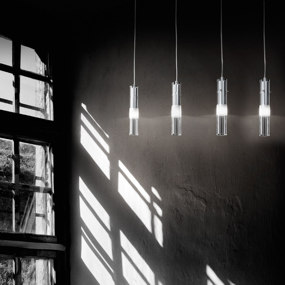 MIA A402N Modern Hänge Leuchte Chrom/ Glas/ Pendel Lampe Hängelampe Hängeleuchte Pendellampe Pend
