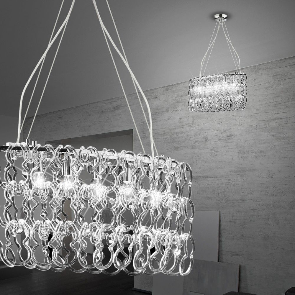 MIA A931N Design Hänge Leuchte Klassisch/ Chrom/ Glas/ Pendel Lampe Hängelampe Hängeleuchte Pende