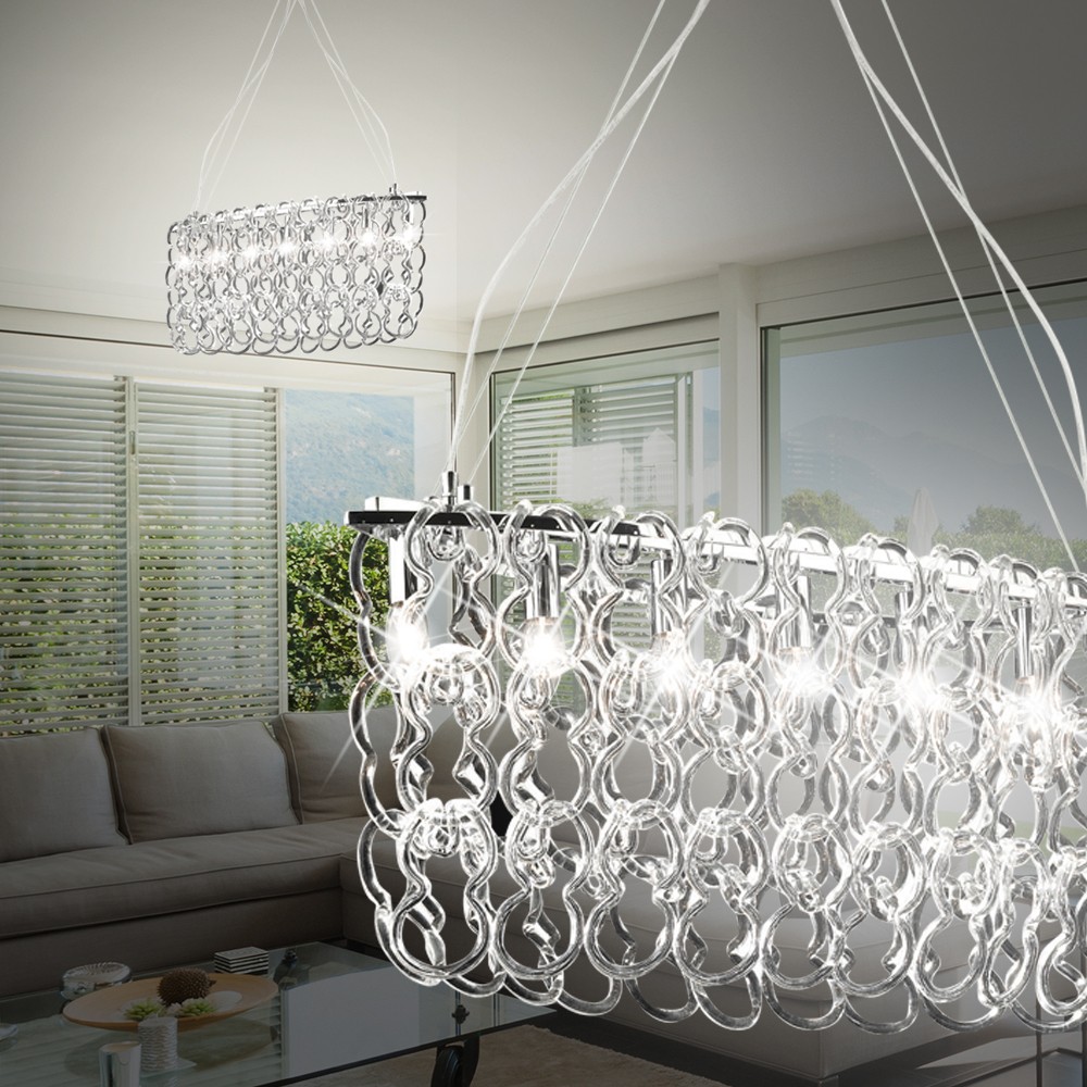 MIA A932N Design Hänge Leuchte Klassisch/ Chrom/ Glas/ Pendel Lampe Hängelampe Hängeleuchte Pende