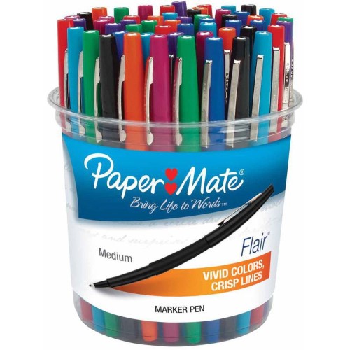 Paper Mate Flair Felt Tip Pens  Medium Point  Assorted Colors  Set of 48