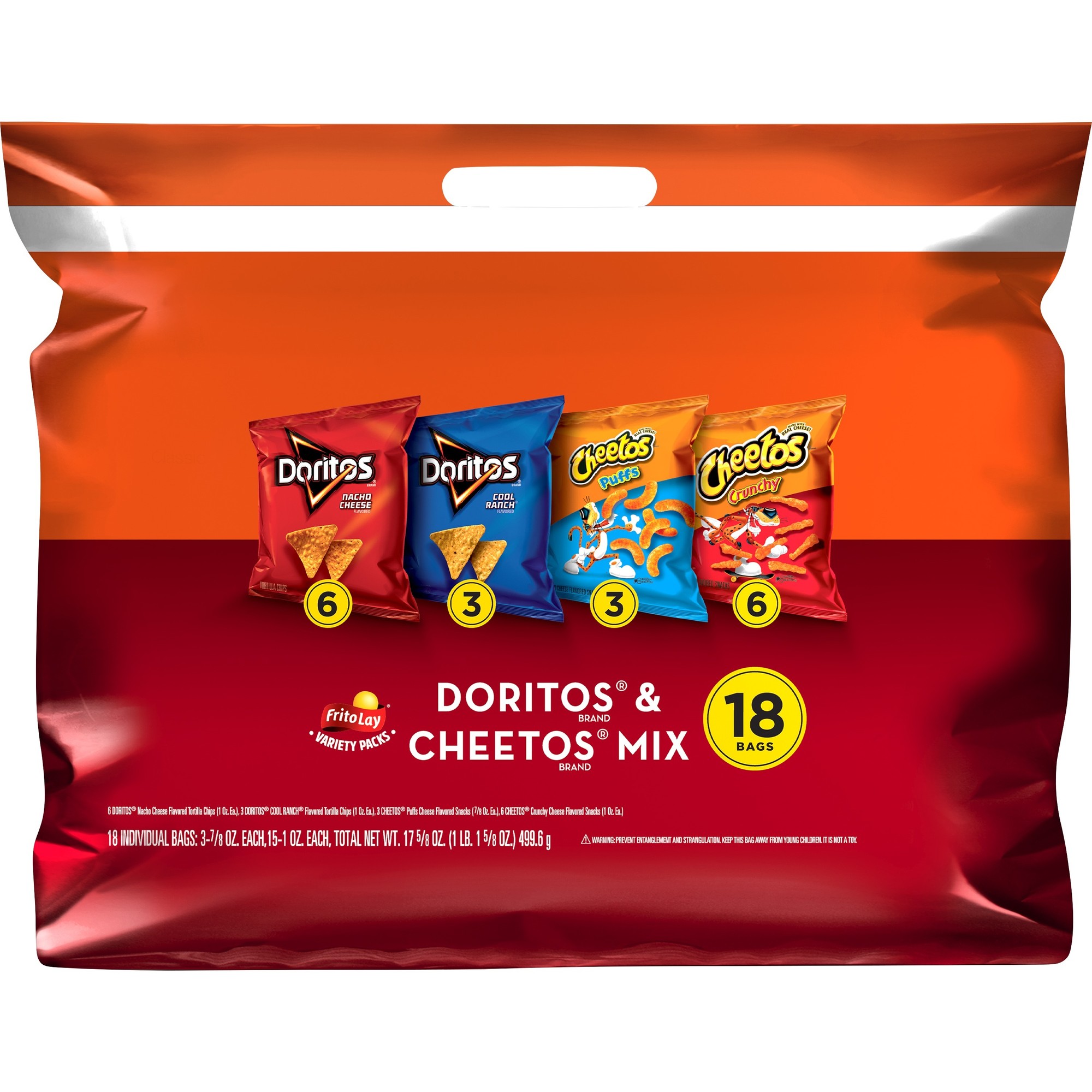 Frito-Lay Doritos & Cheetos Mix Snacks Variety Pack  18 Count