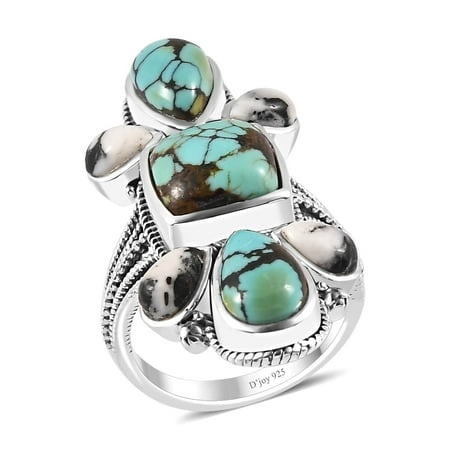 Shop LC Artisan Crafted Blue Moon Turquoise White Buffalo Cushion 925 Sterling Silver Ring for Women Jewelry Size 9 Ct 6.48 Gifts for Women