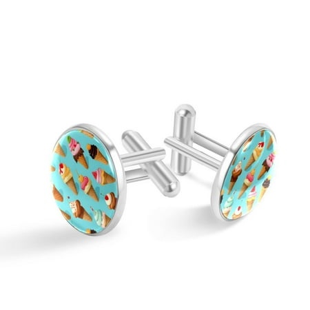 Ice Cream Premium Stainless Steel Cufflink Sets for Men - Ideal for Dress Shirts and Formal Events