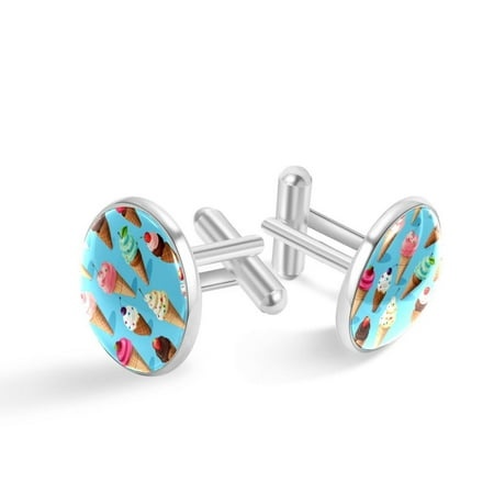 Ice Cream Premium Stainless Steel Cufflink Sets for Men - Ideal for Dress Shirts and Formal Events
