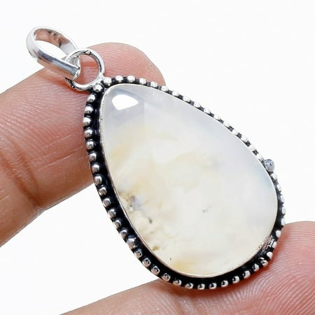 Dendrite Moss Agate Pear Gemstone Pendant Handmade Antique Jewelry 2.1  MXP 8775
