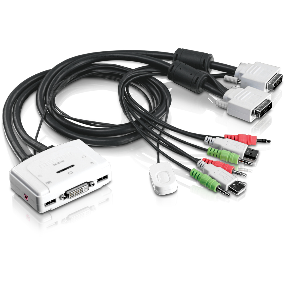 2-port TRENDnet TK TK-214i - KVM / Audio Switch - 2 X KVM / Audio - 1 Local User - Desktop