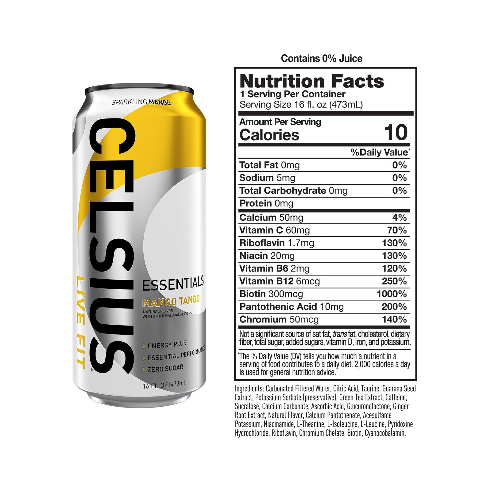 CELSIUS Mango Tango Functional Performance Energy Drink 16Fl Oz Can (Pack of 12) thumbnail