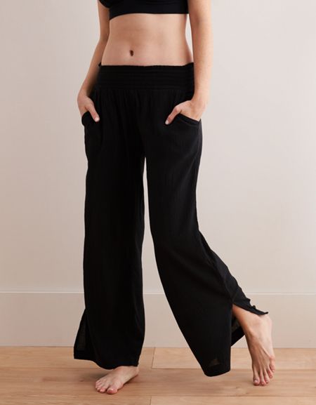 Aerie Wide Leg Gauze Pant